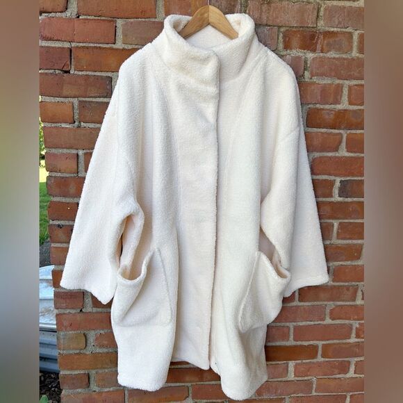 Encore by Idina Menzel Ivory Sherpa Coat - Picture 3 of 12